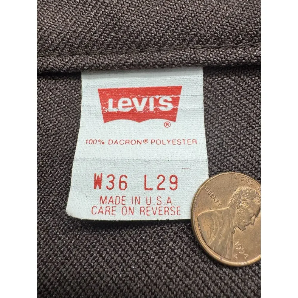 Vintage Levi Strauss Action Slacks 36x29 Brown Dress Pants Dacron‎ Polyester USA